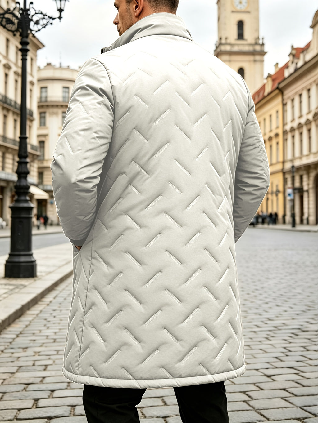 Parka long pour homme, polaire, à col montant