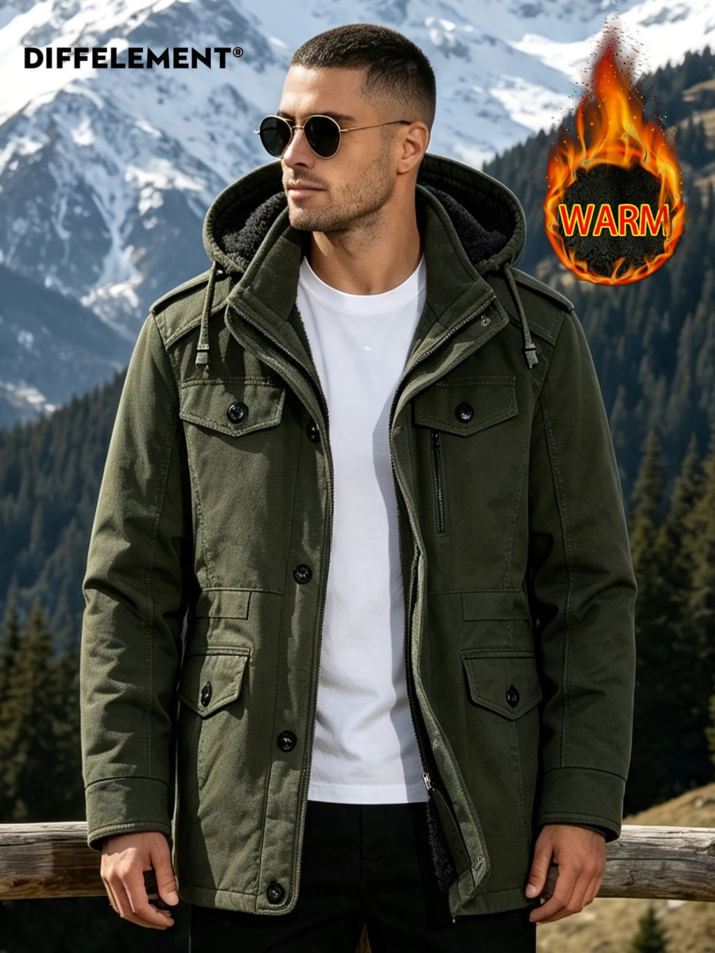 Parka pour homme, coupe-vent, à capuche