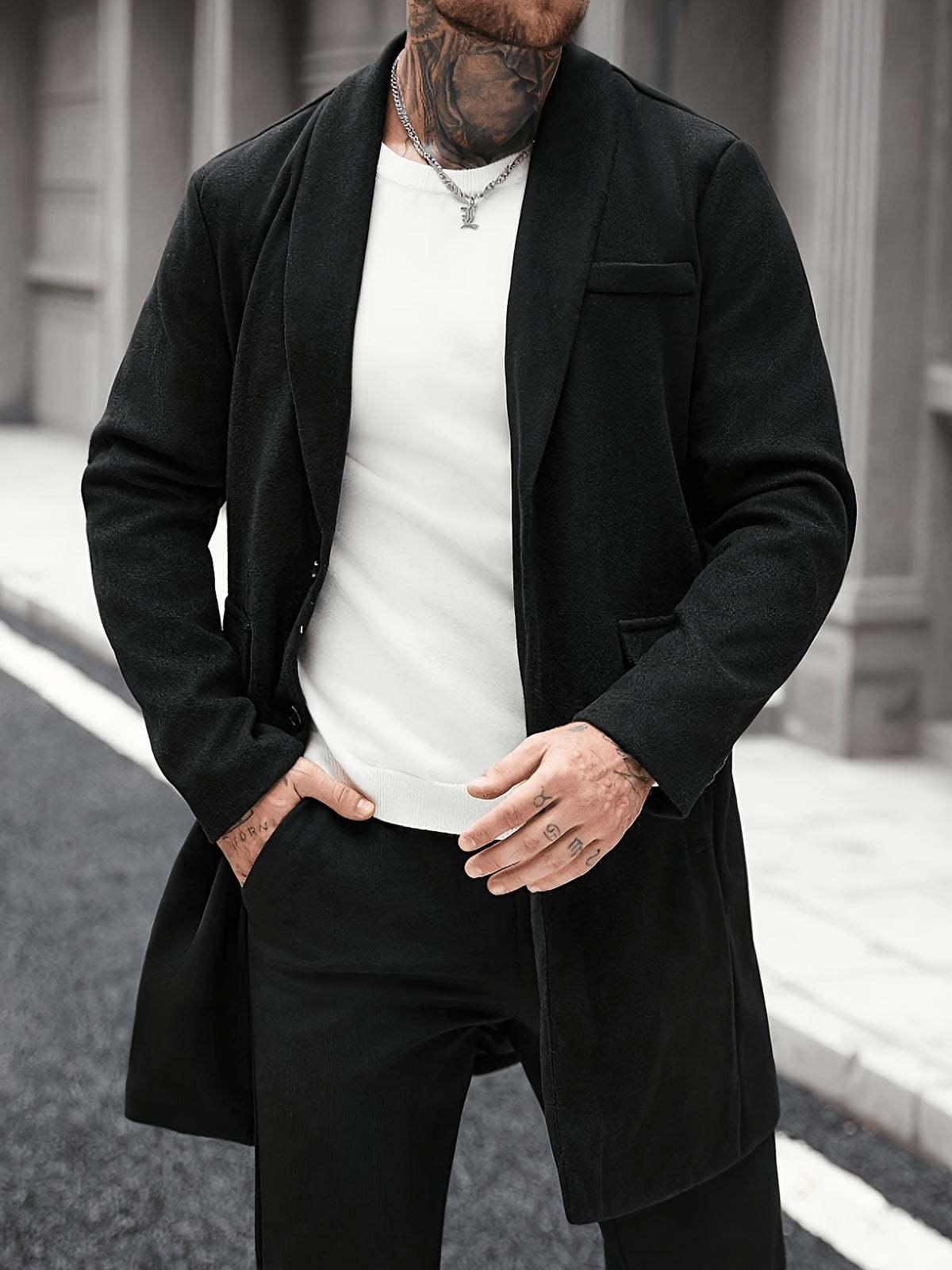 Trench pour homme, à revers, modele 3