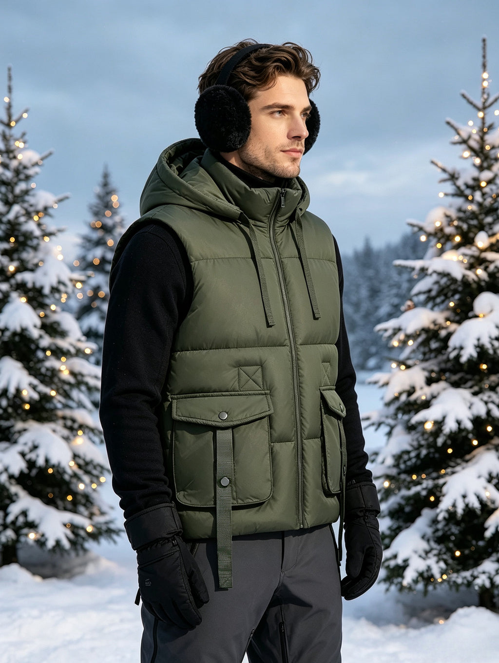 Manteau, capuche amovible, kaki, photo 7