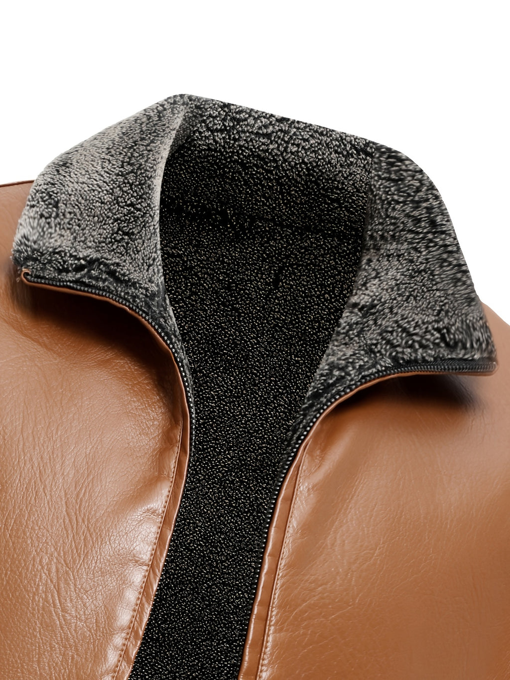 Veste en cuir PU, polaire, à revers, détail du vêtement