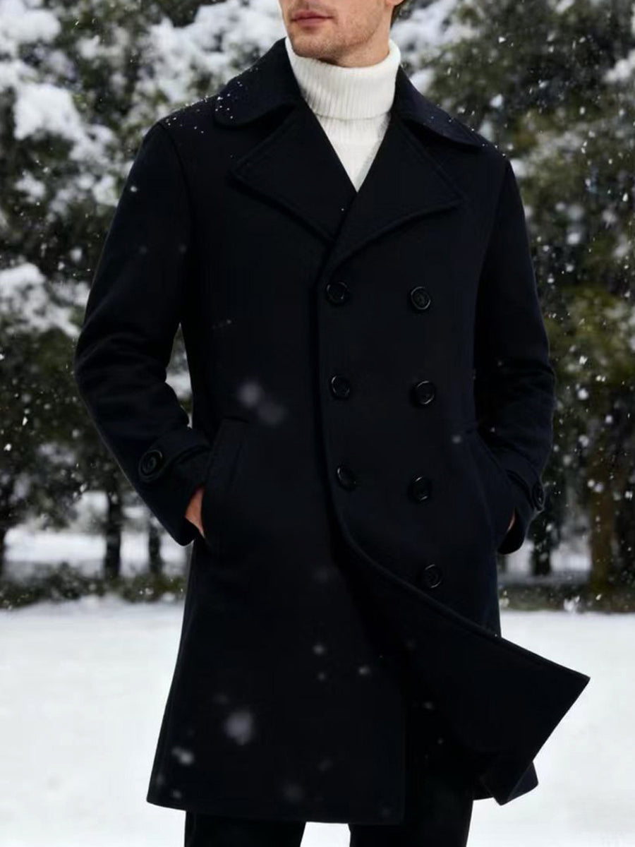 Manteau long, tweed, à revers, boutonnage, détail du vêtement