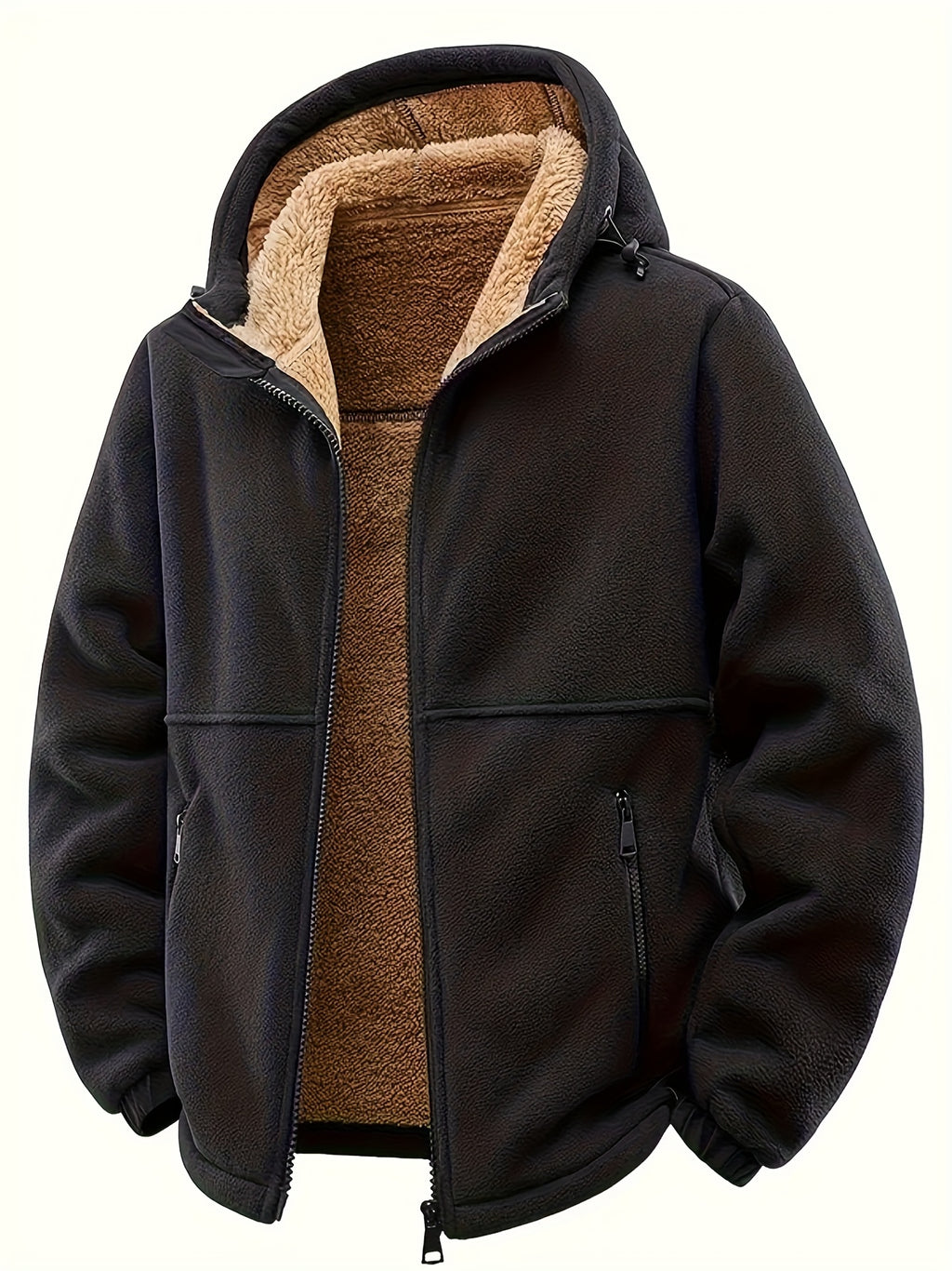Veste pour homme, à capuche, noir foncé