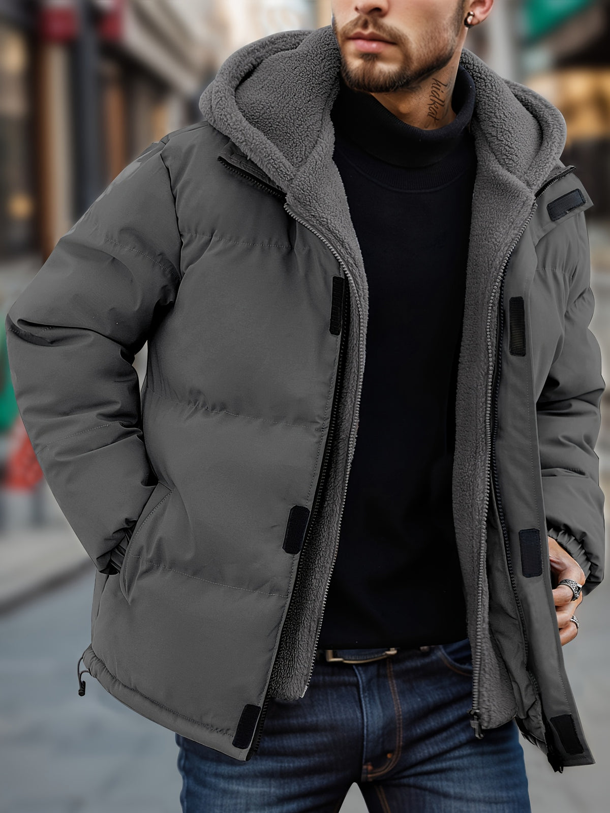 Veste matelassée pour homme, coupe-vent, à capuche, blanc