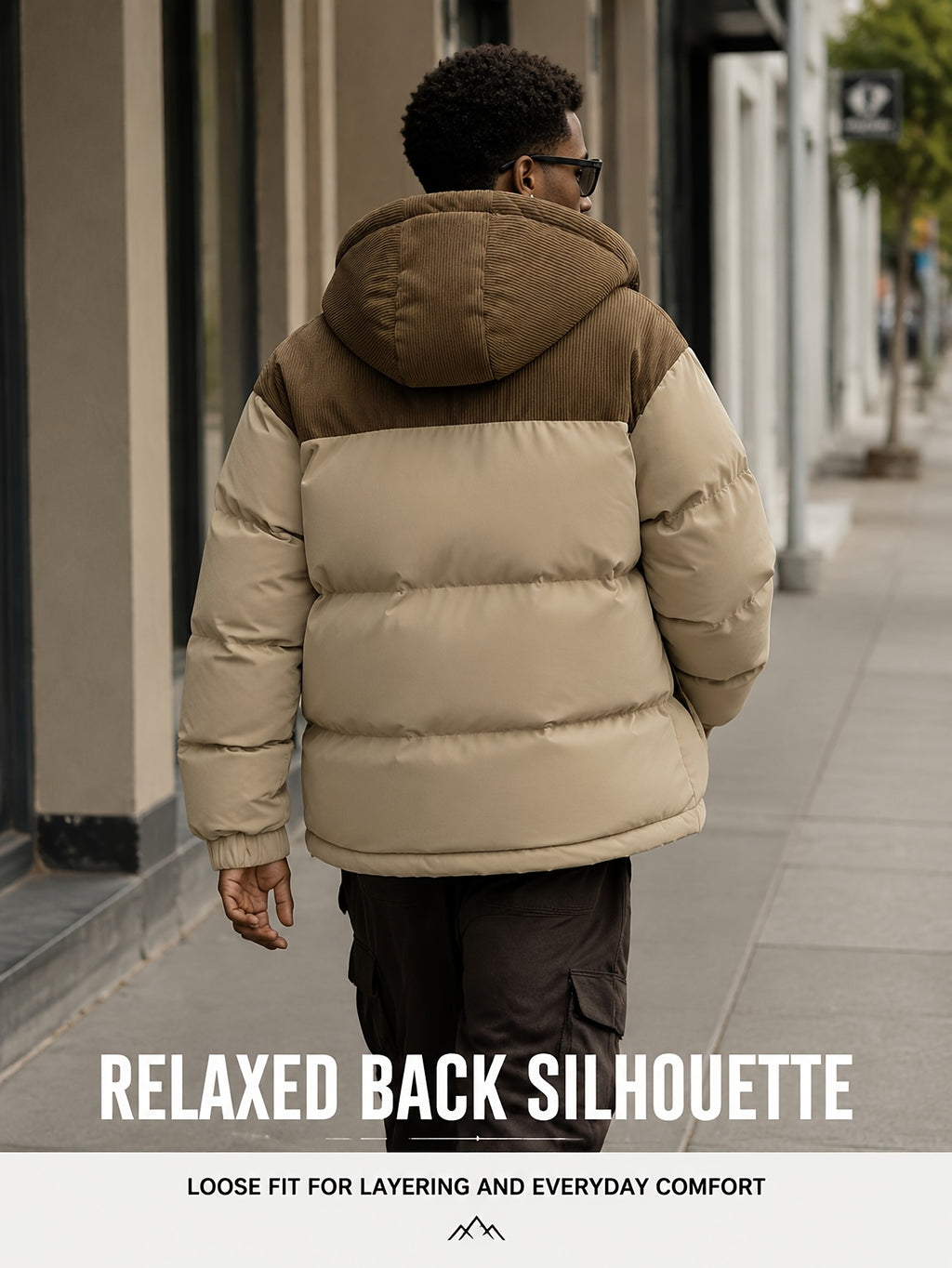 Manteau matelassé pour homme, velours côtelé, à capuche