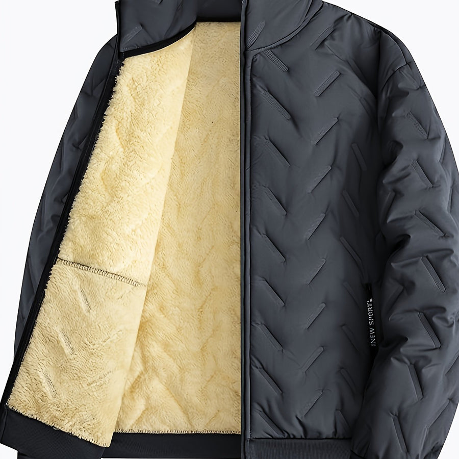 Manteau matelassé, coupe-vent, coloris gris, détail