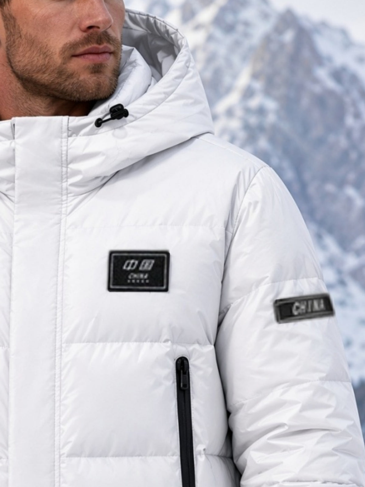 Veste matelassée pour homme, à capuche, blanc