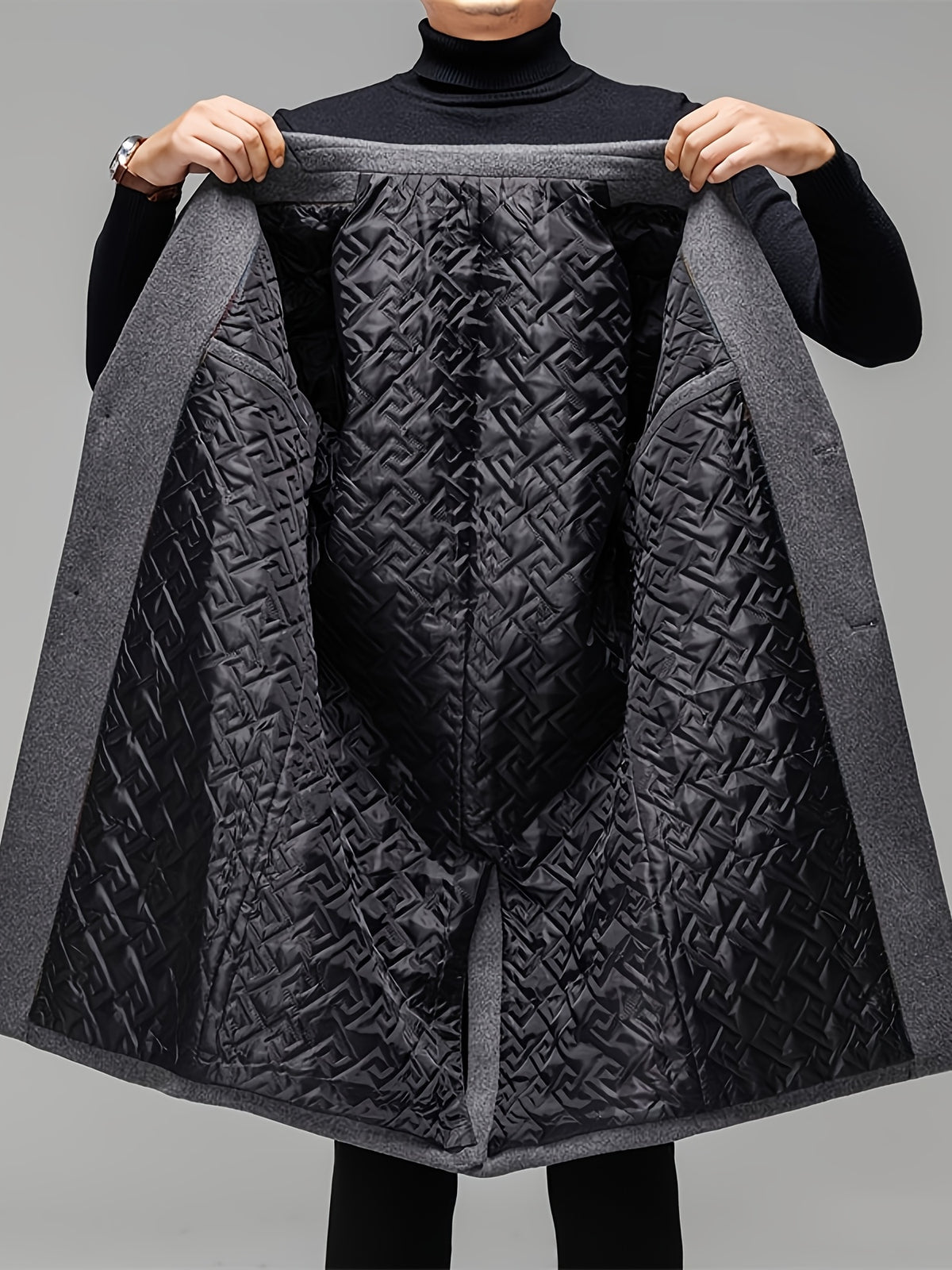 Trench en laine long, 48,1 % laine, velours, photo 7 Image