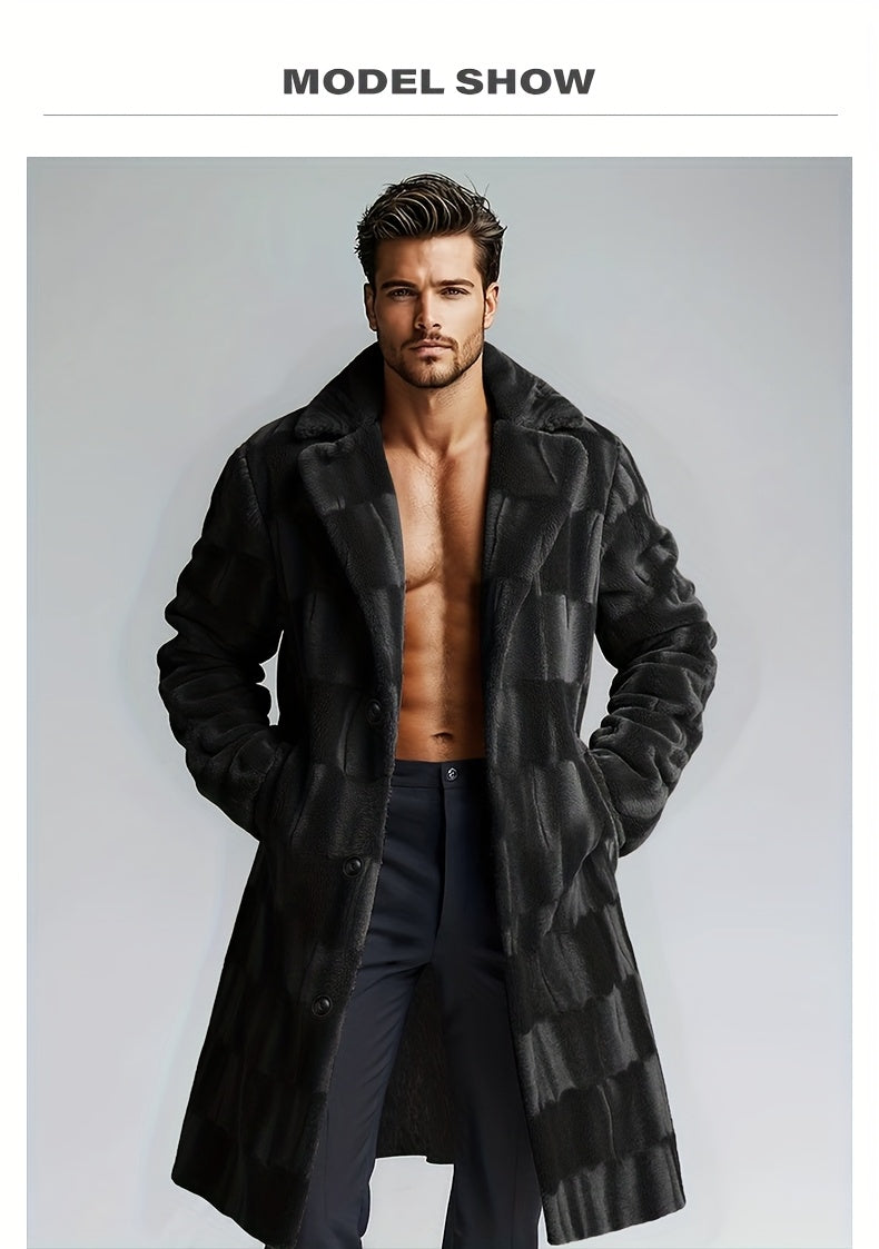 Veste pour homme, polaire, à revers, plaid café
