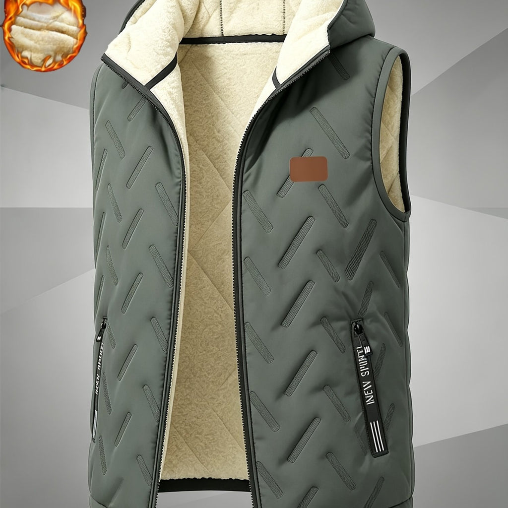 Veste, polaire, à col montant, marron foncé, coloris vert