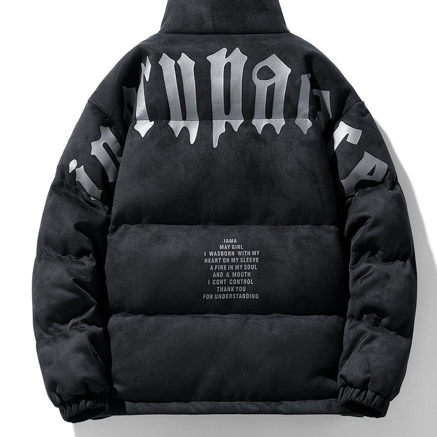 Veste, à col montant, noir brillant, coloris noir brillant