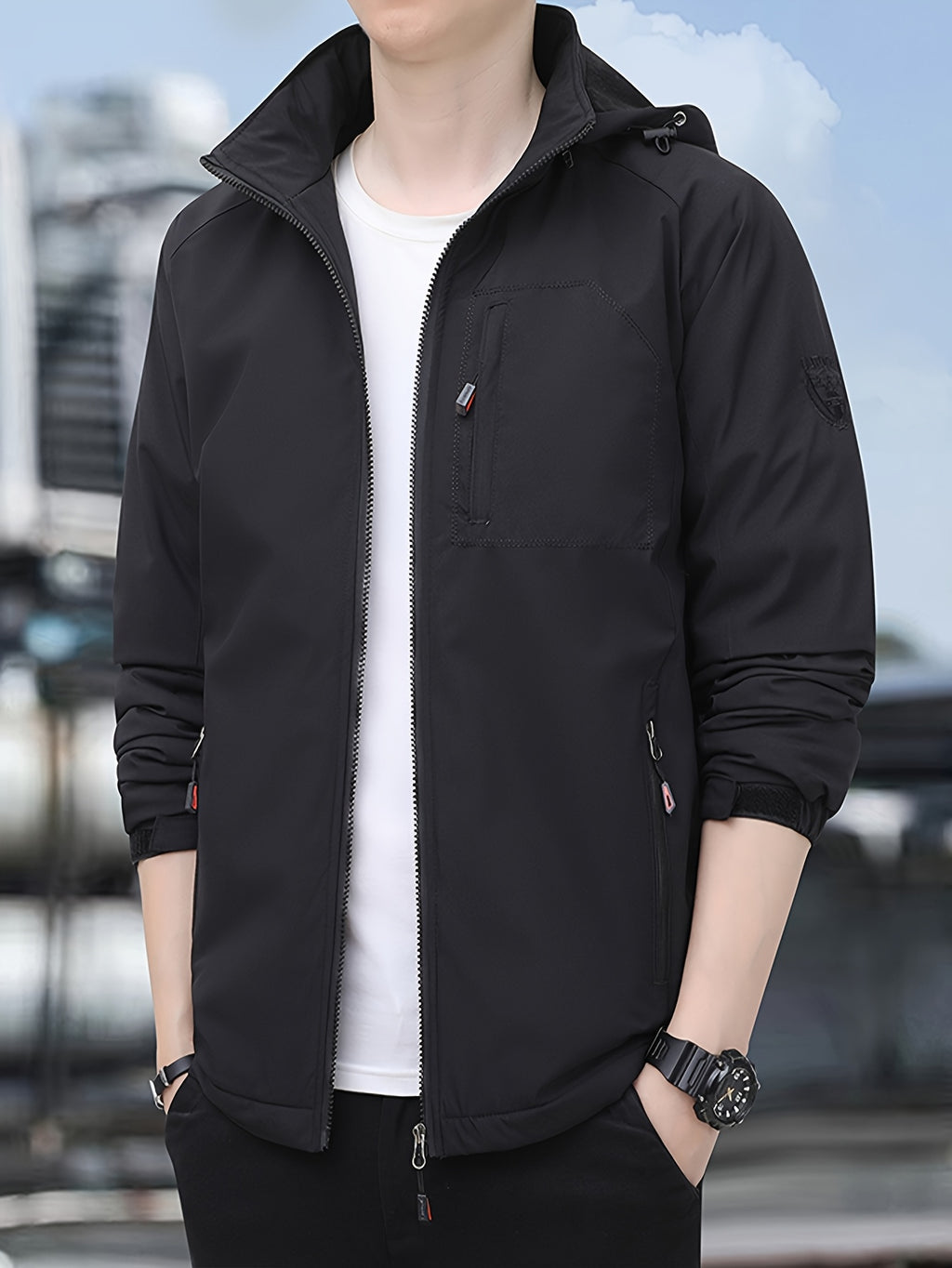 Veste matelassée pour homme, à capuche, bleu
