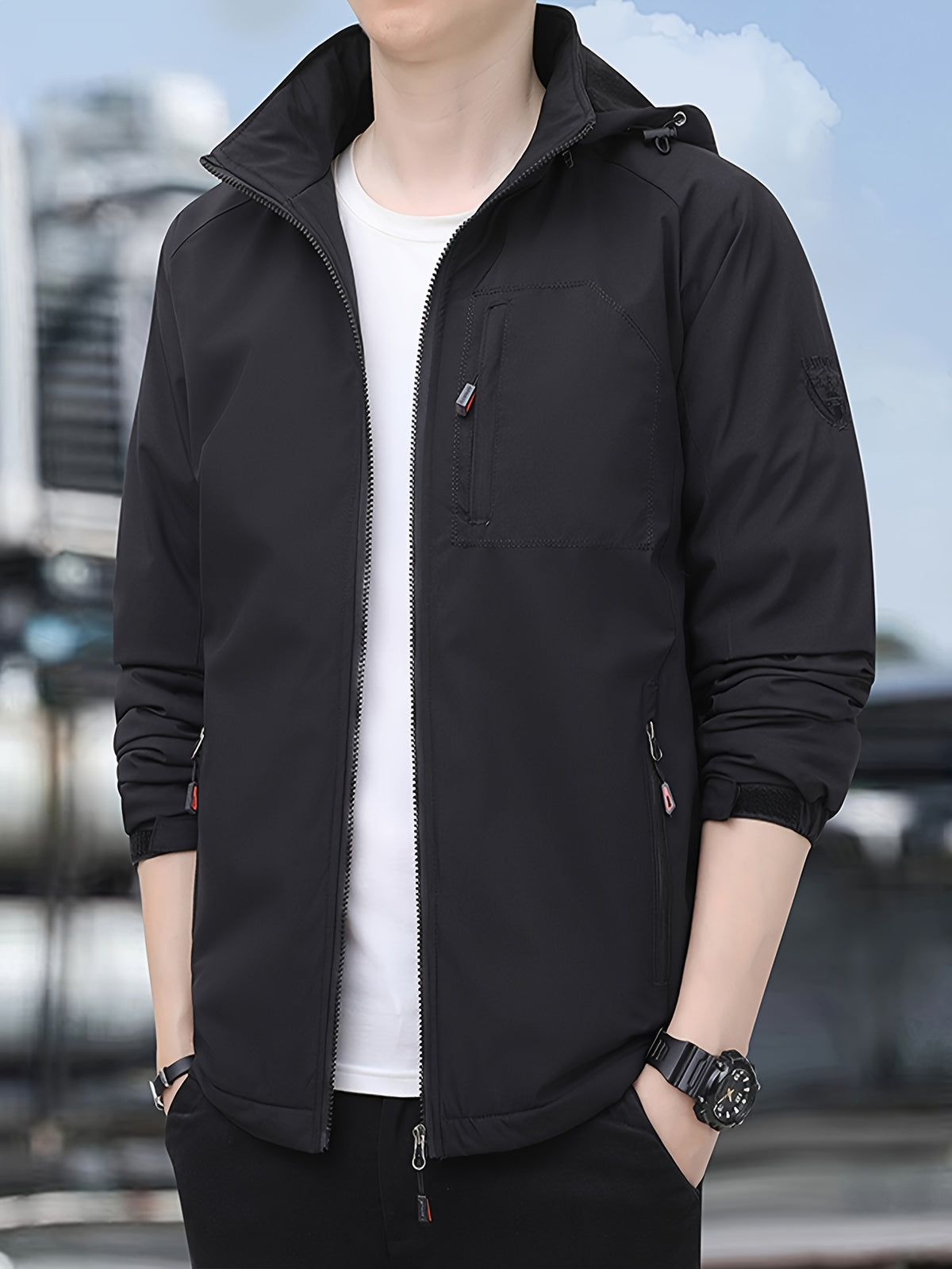 Veste matelassée pour homme, à capuche, bleu
