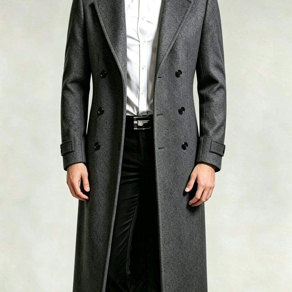 Manteau, coupe-vent, à revers, coloris gris foncé