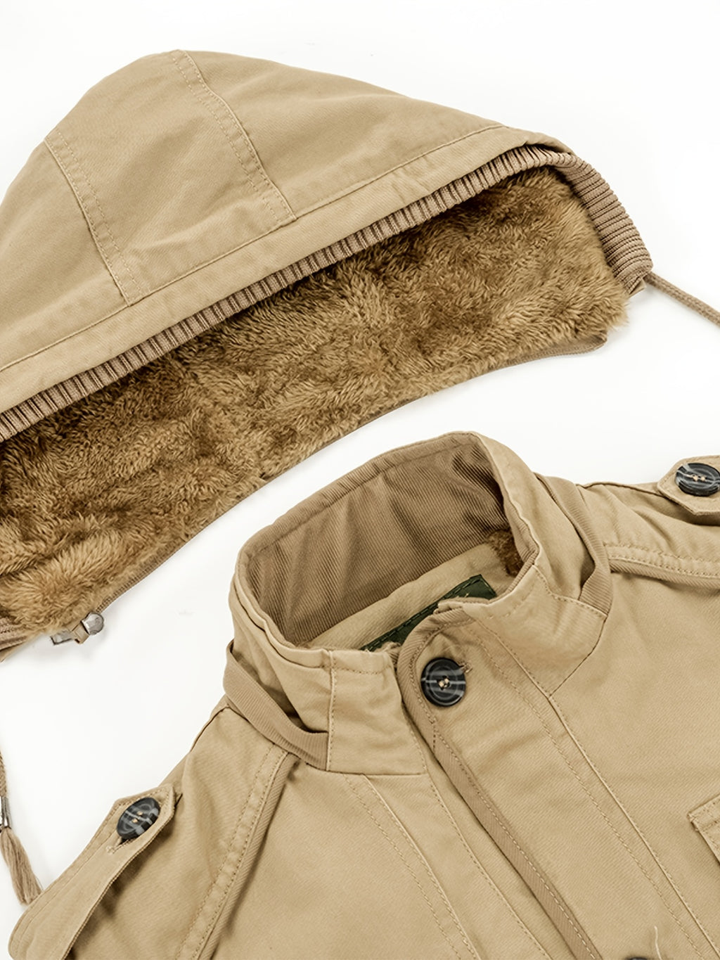 Parka matelassée pour homme, capuche amovible, à col montant