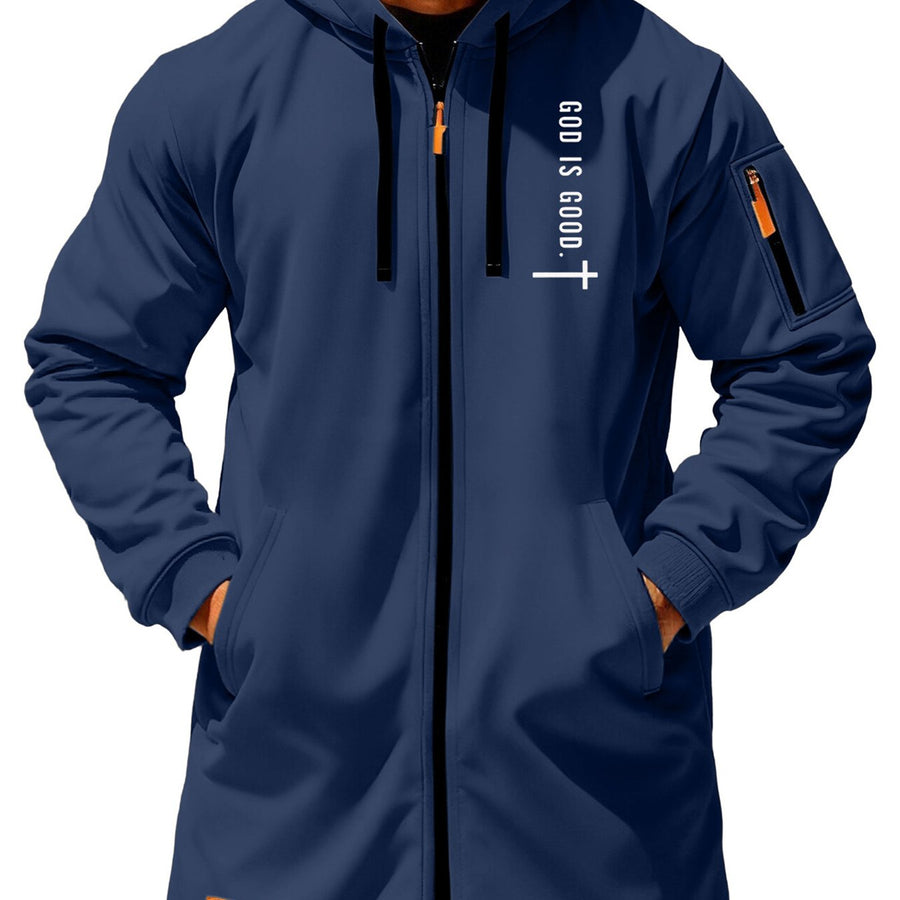 Trench, croisé, à capuche, coloris bleu marine