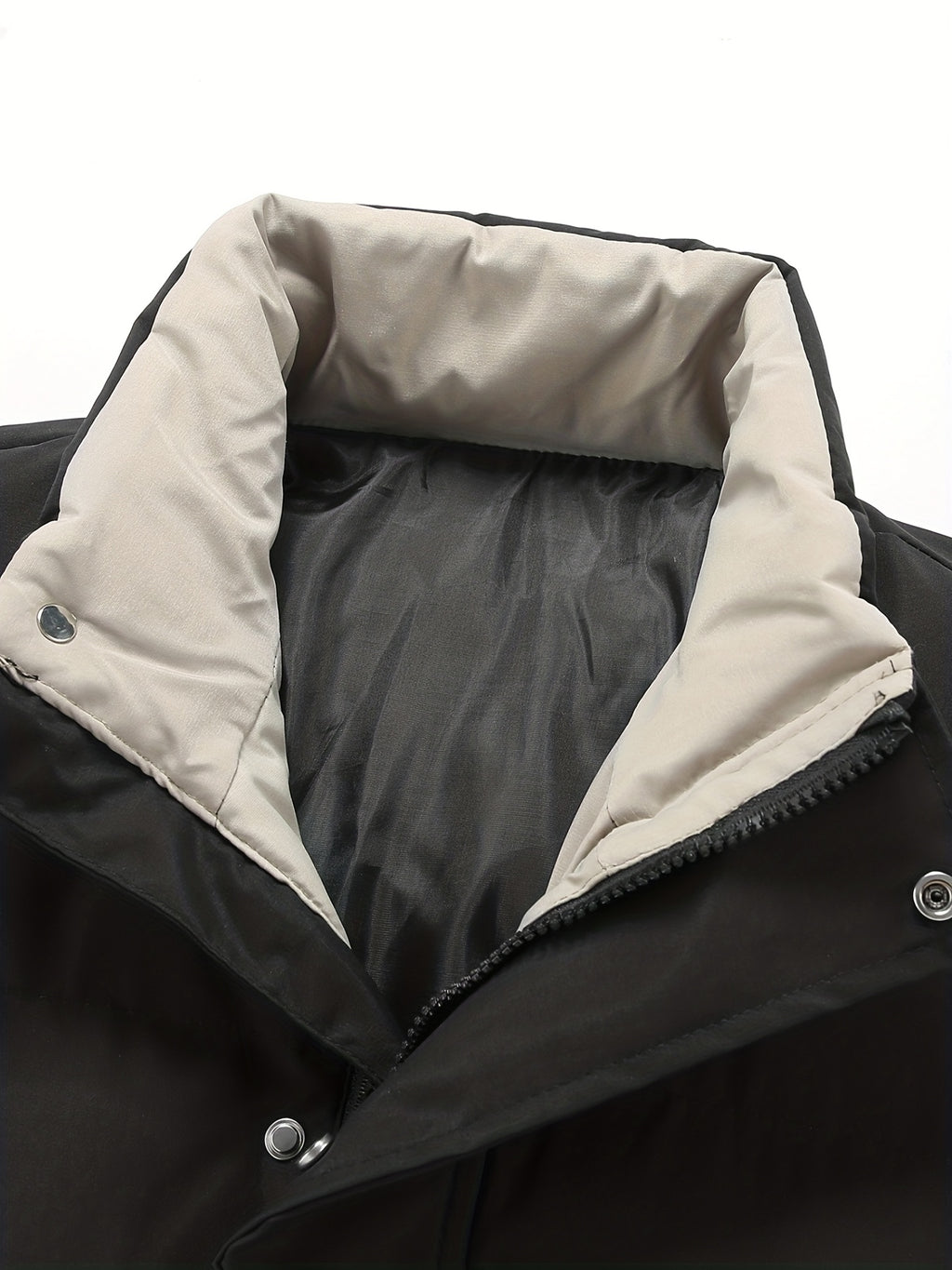 Manteau matelassé pour homme, coupe-vent, à col montant, noir