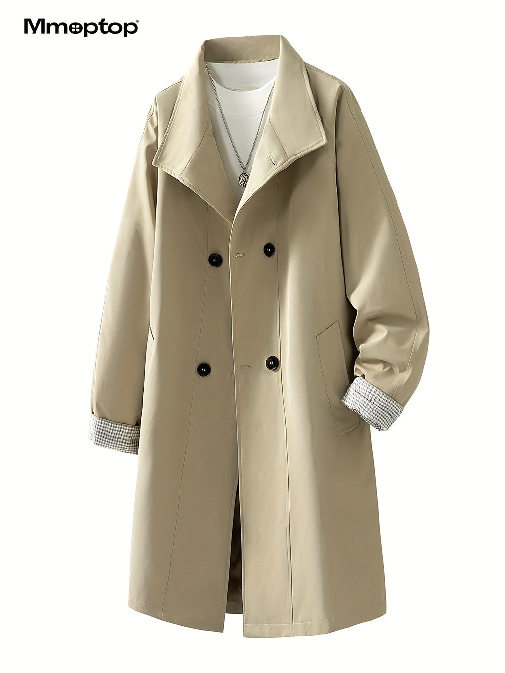 Manteau long pour homme, à col montant