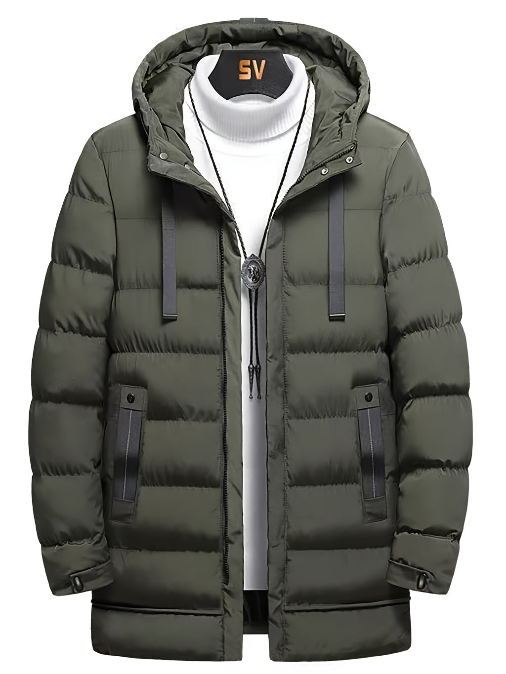 Manteau pour homme, à capuche, vert fougère