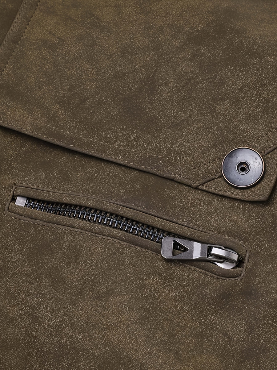 Veste, à col montant, brun, détail du vêtement