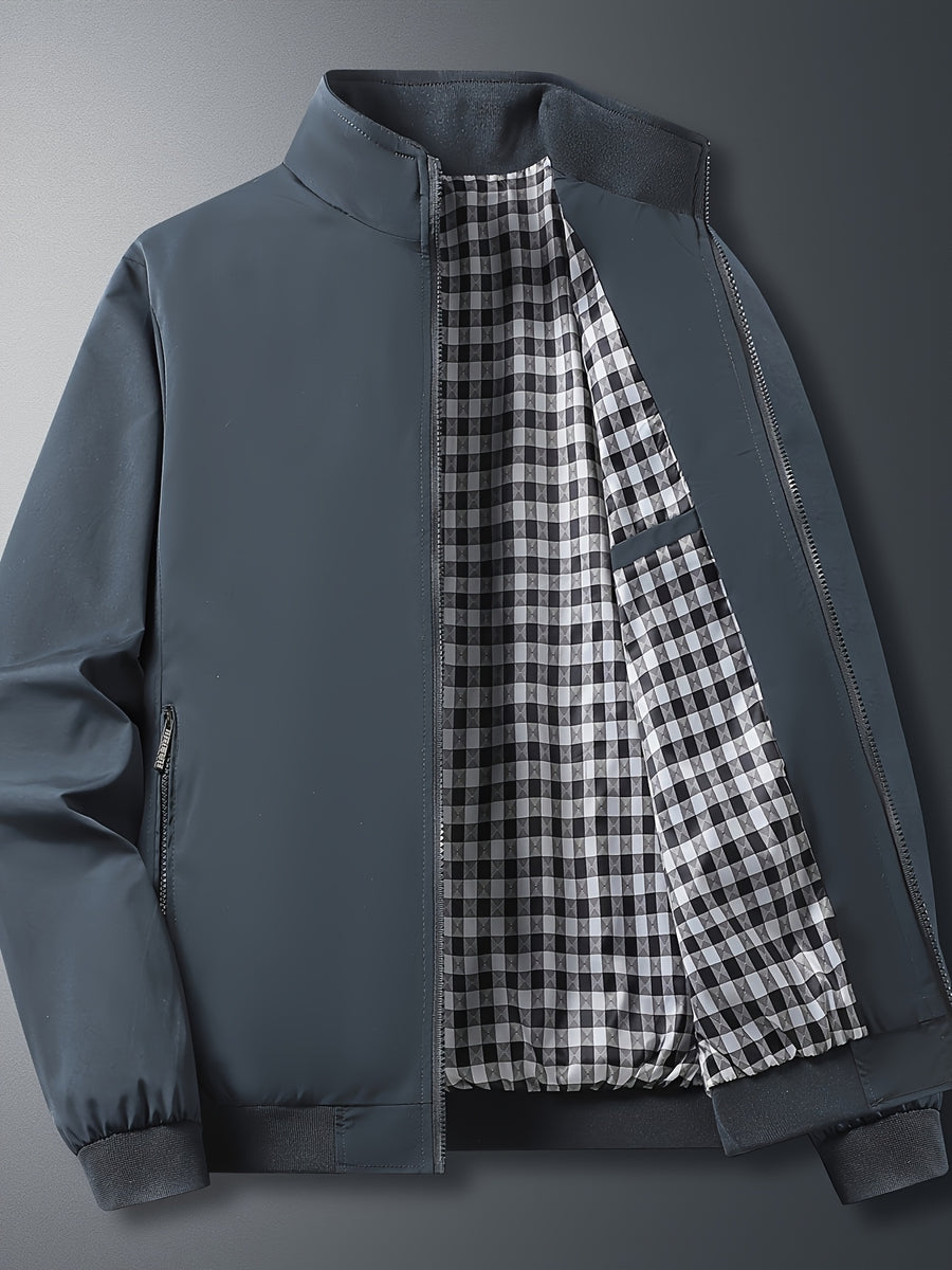 Veste, à carreaux, à col montant, noir, photo 19