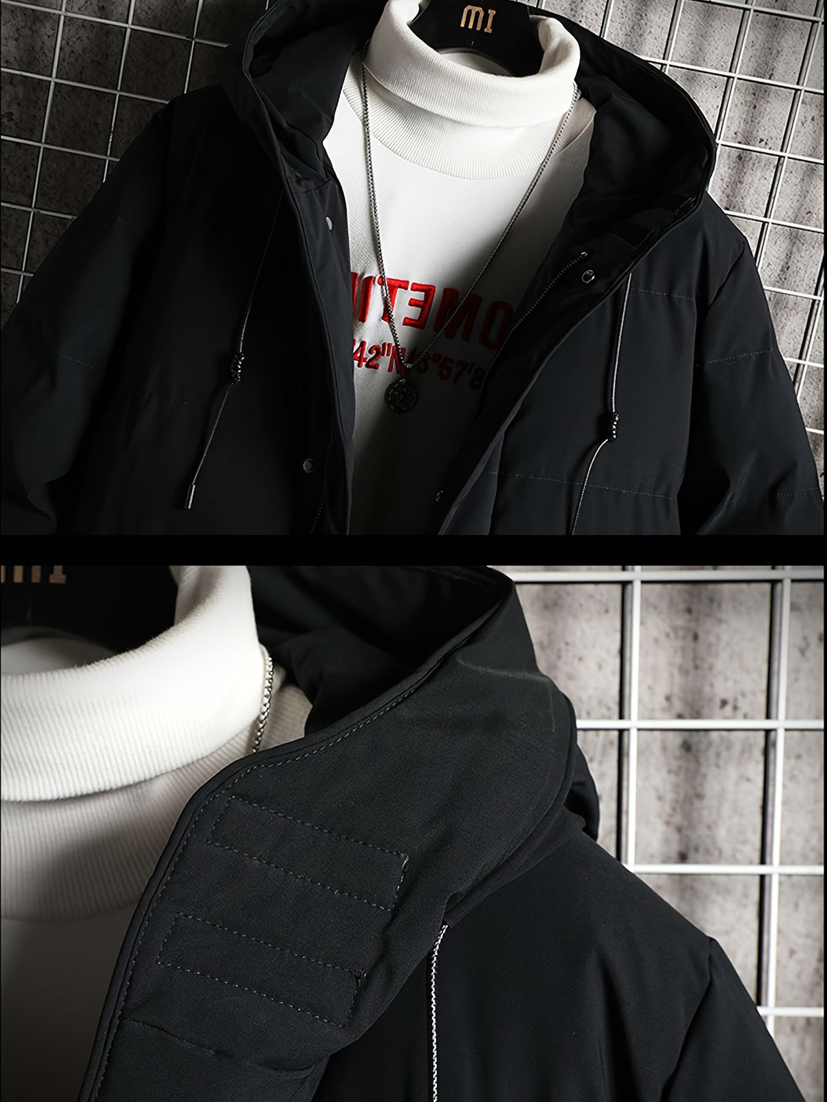 Manteau pour homme, à capuche, vert