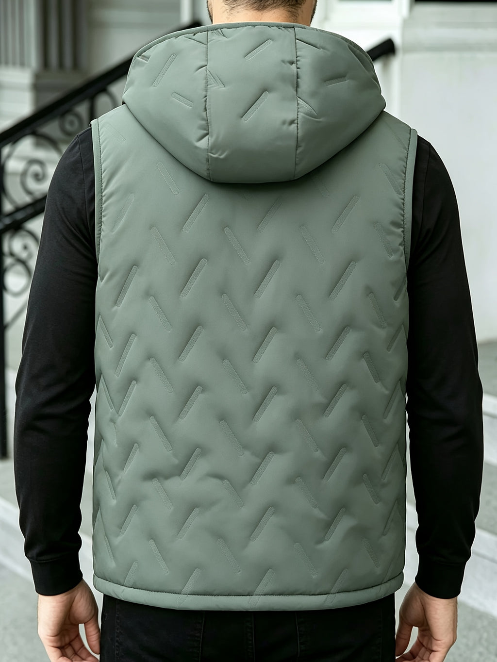Gilet épais sans manches à capuche doublé, tendance automne/hiver, vêtement d'extérieur chaud, cardigan à capuche zippé à la mode et polyvalent, pour l'extérieur et la randonnée, la course et le fitness, les voyages et le sport, cade, détail du vêtement