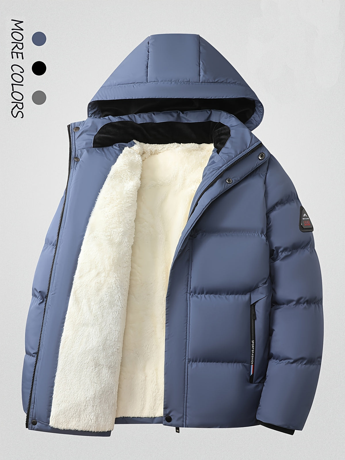 Veste long pour homme, polaire, à capuche, gris