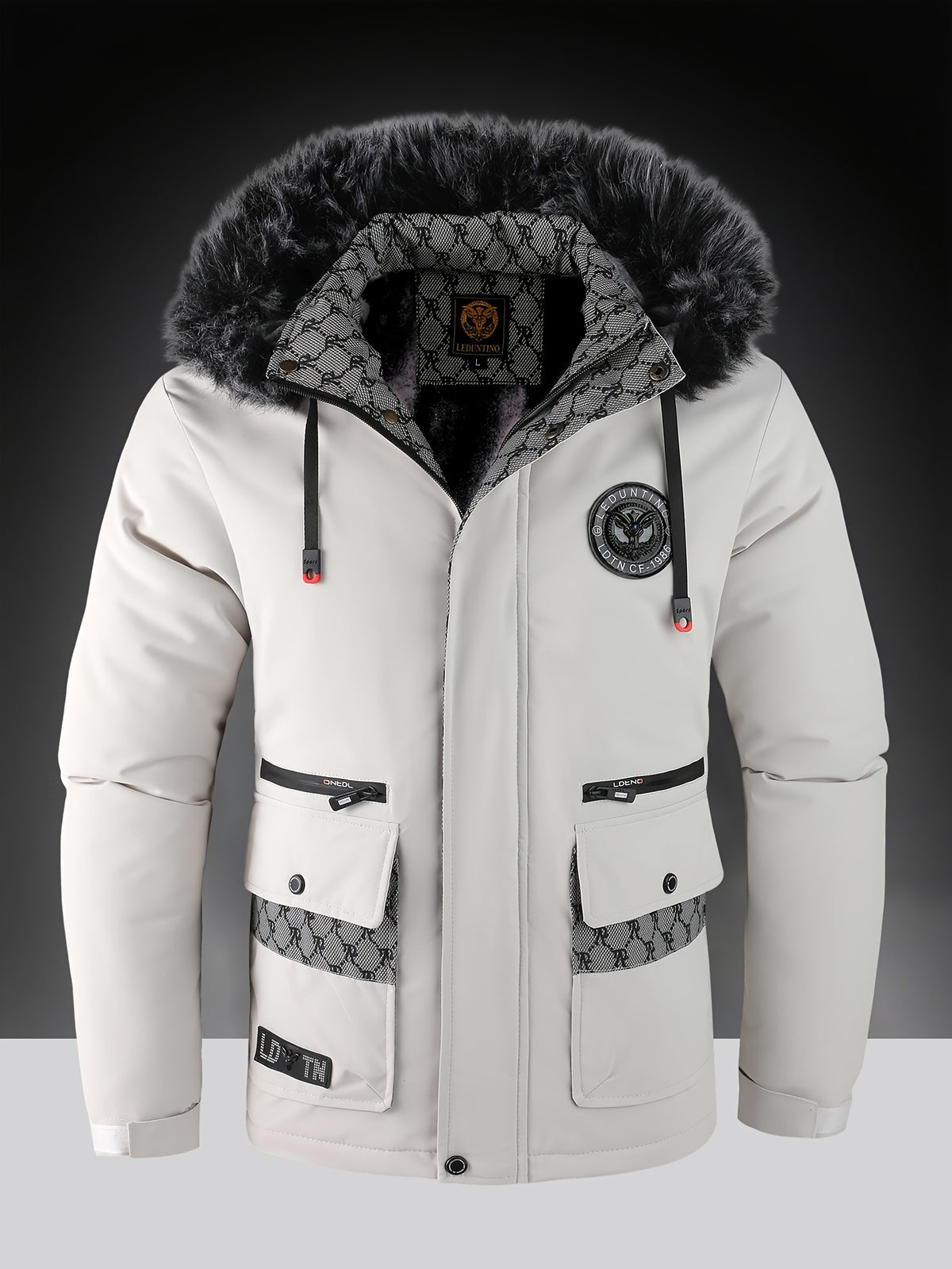 Veste pour homme, capuche amovible, col montant
