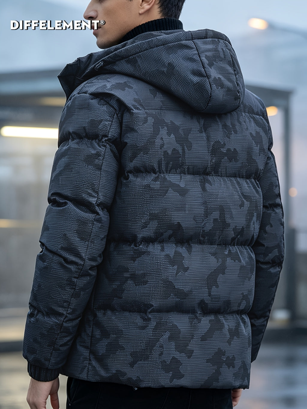 Manteau matelassé pour homme, coupe-vent, à capuche, bleu clair