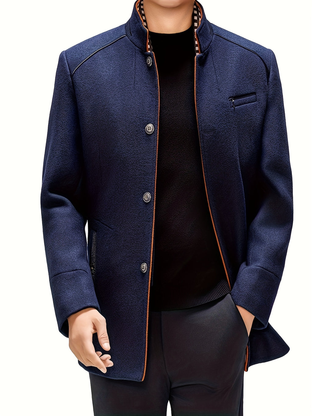 Manteau en tweed rembourré pour homme, 55 % laine, écharpe amovible