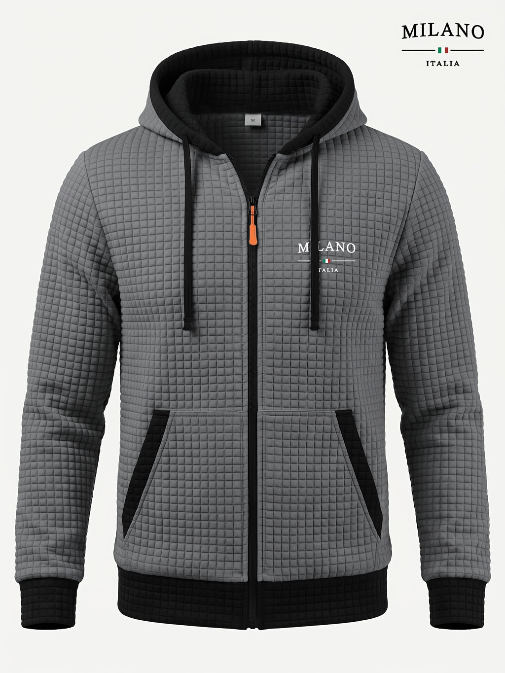 Veste pour homme, à carreaux, à capuche, ho noir