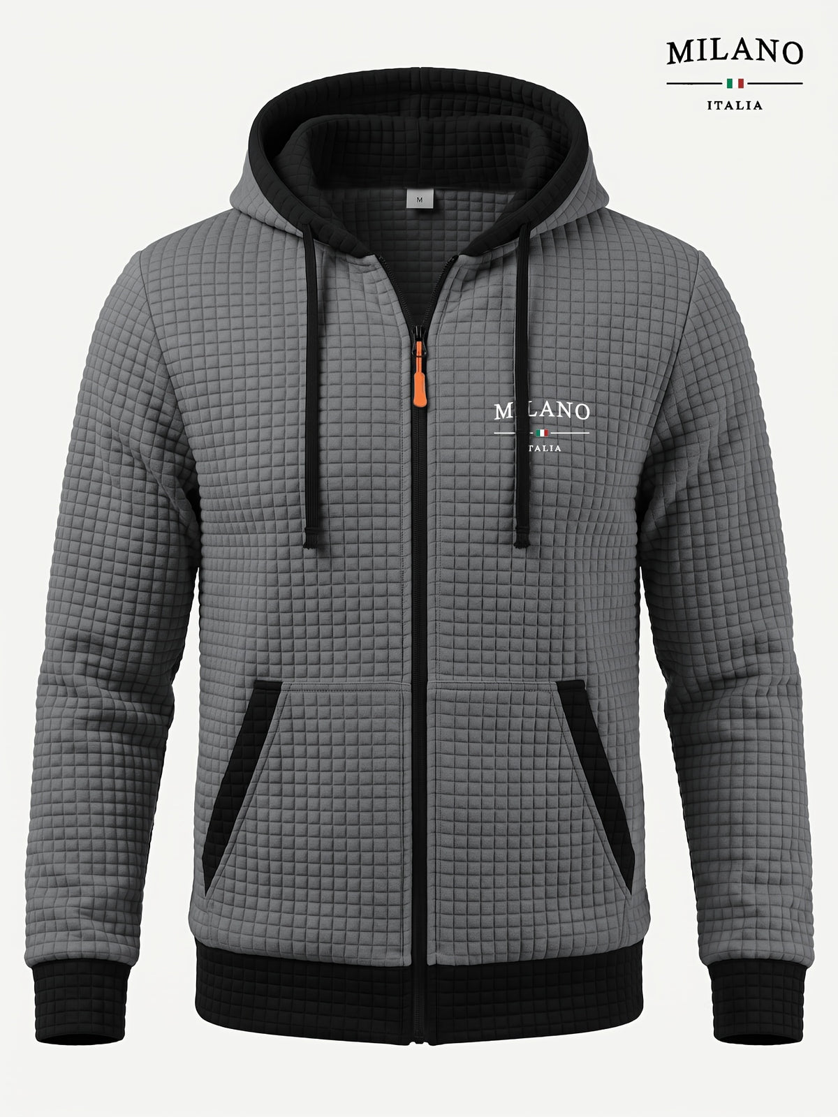 Veste pour homme, à carreaux, à capuche, ho noir