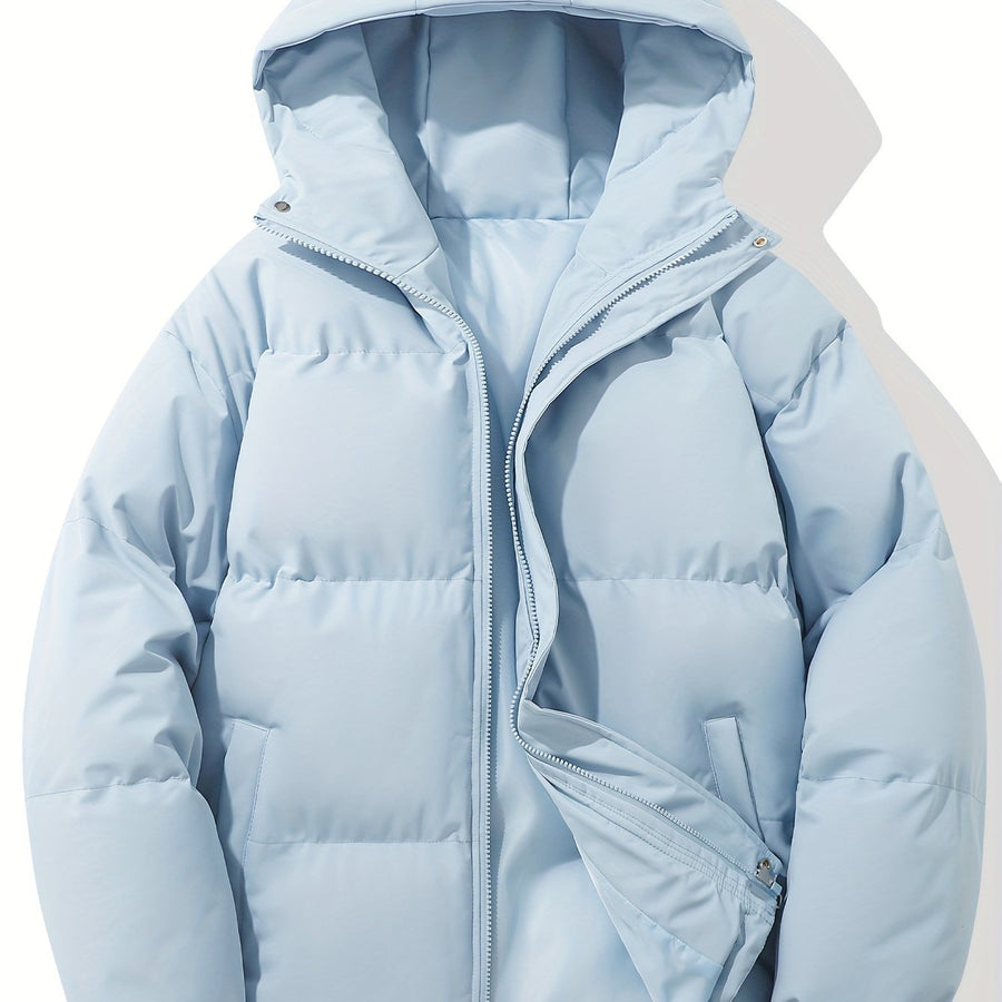 Manteau d'hiver à capuche épais, coloris bleu clair