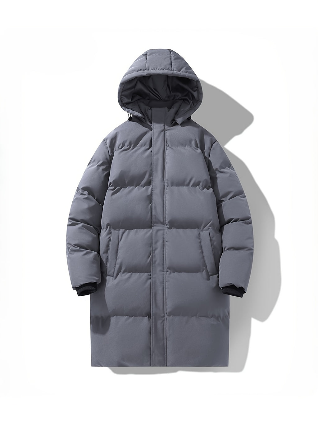 Manteau matelassé pour homme, coupe-vent, à capuche, gris