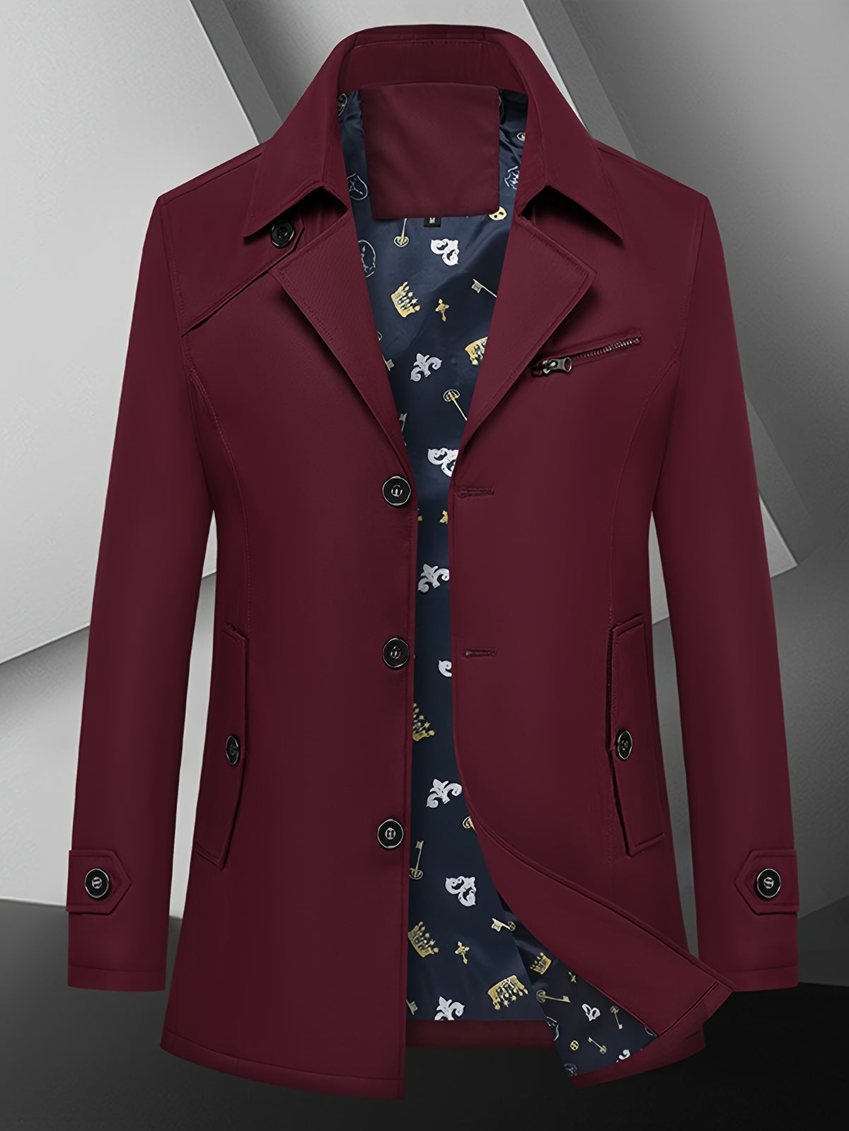 Trench pour homme, à revers, bleu foncé