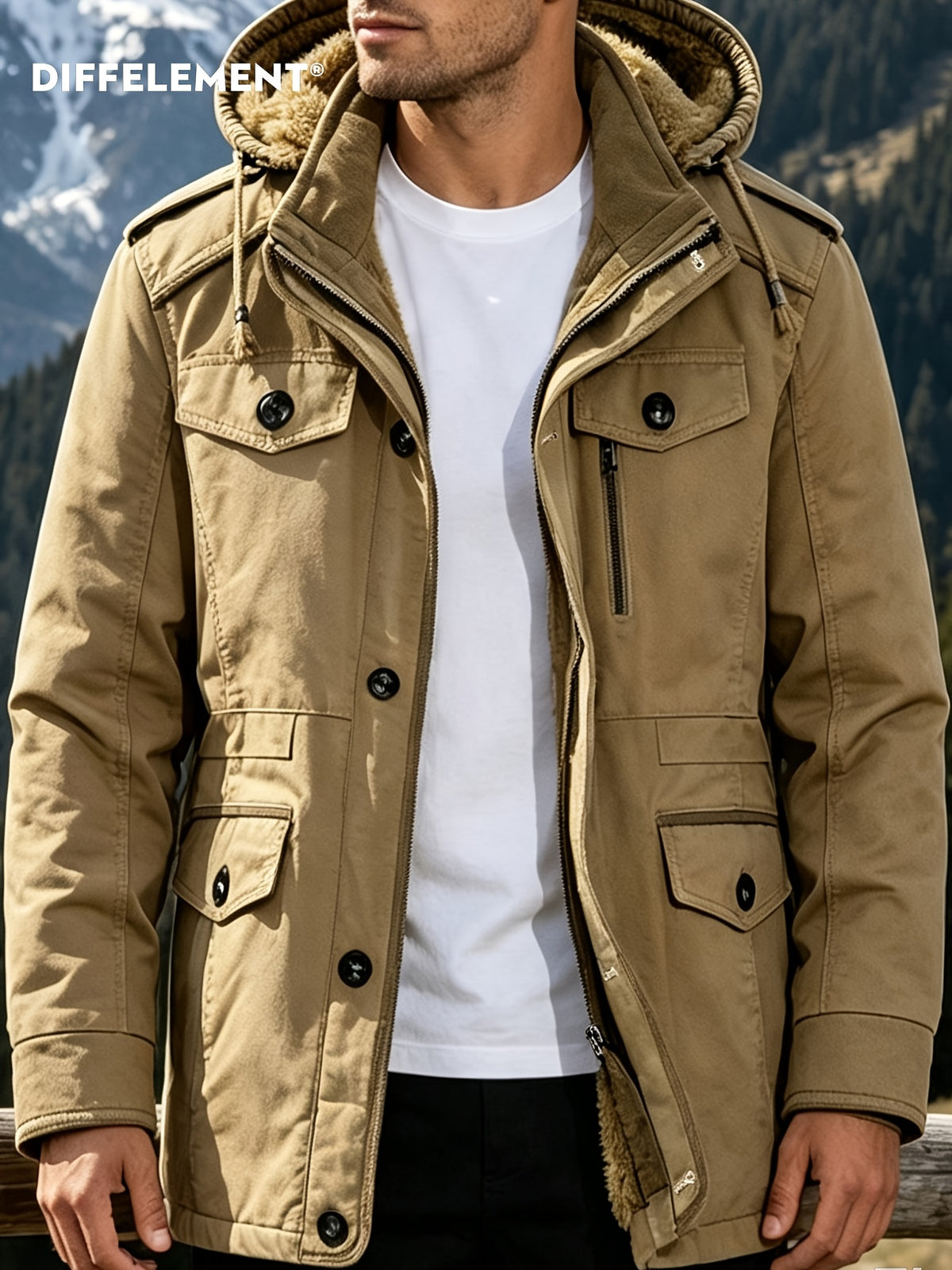 Parka pour homme, coupe-vent, à capuche
