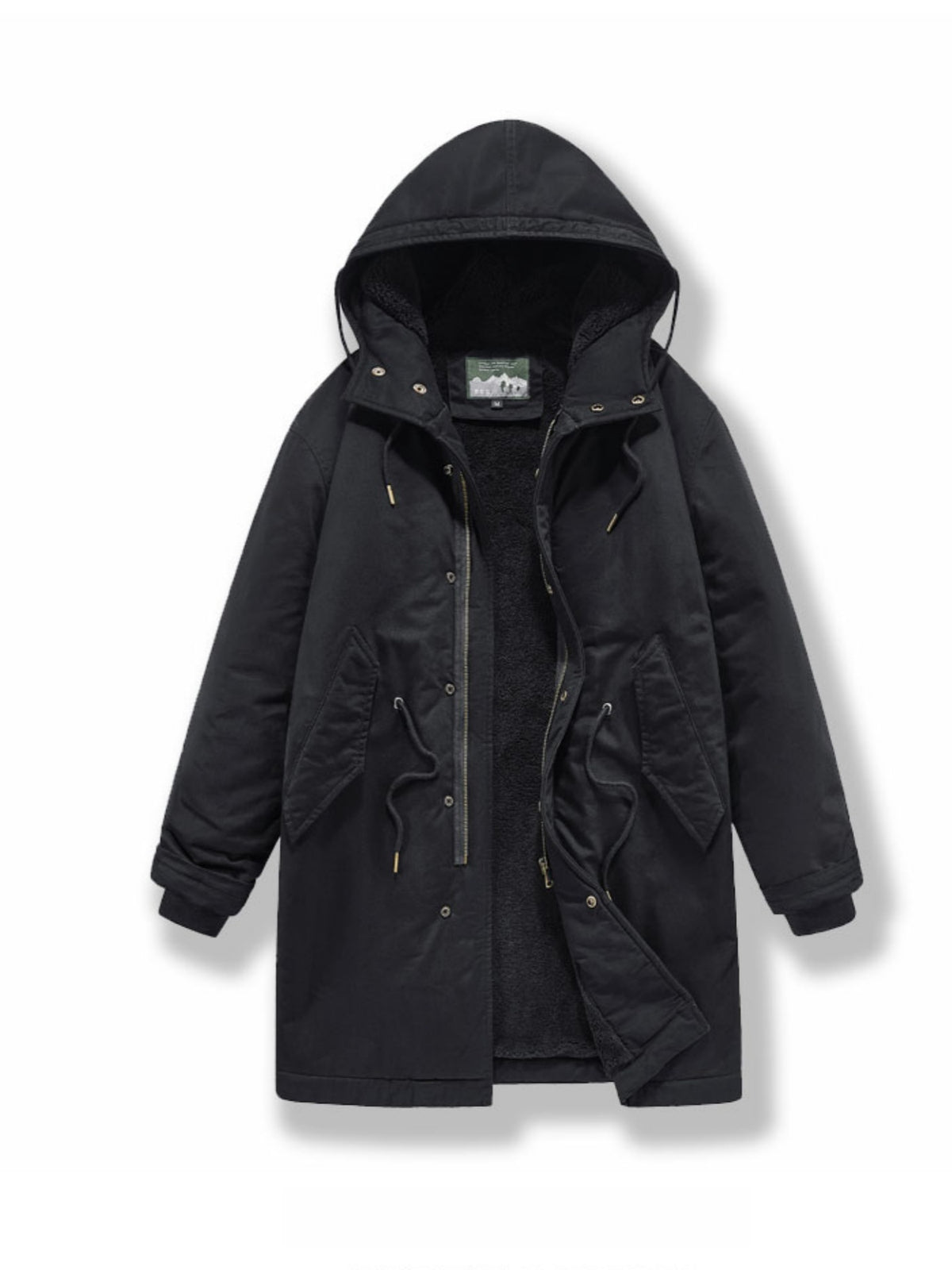 Manteau pour homme, polaire, à capuche, kaki