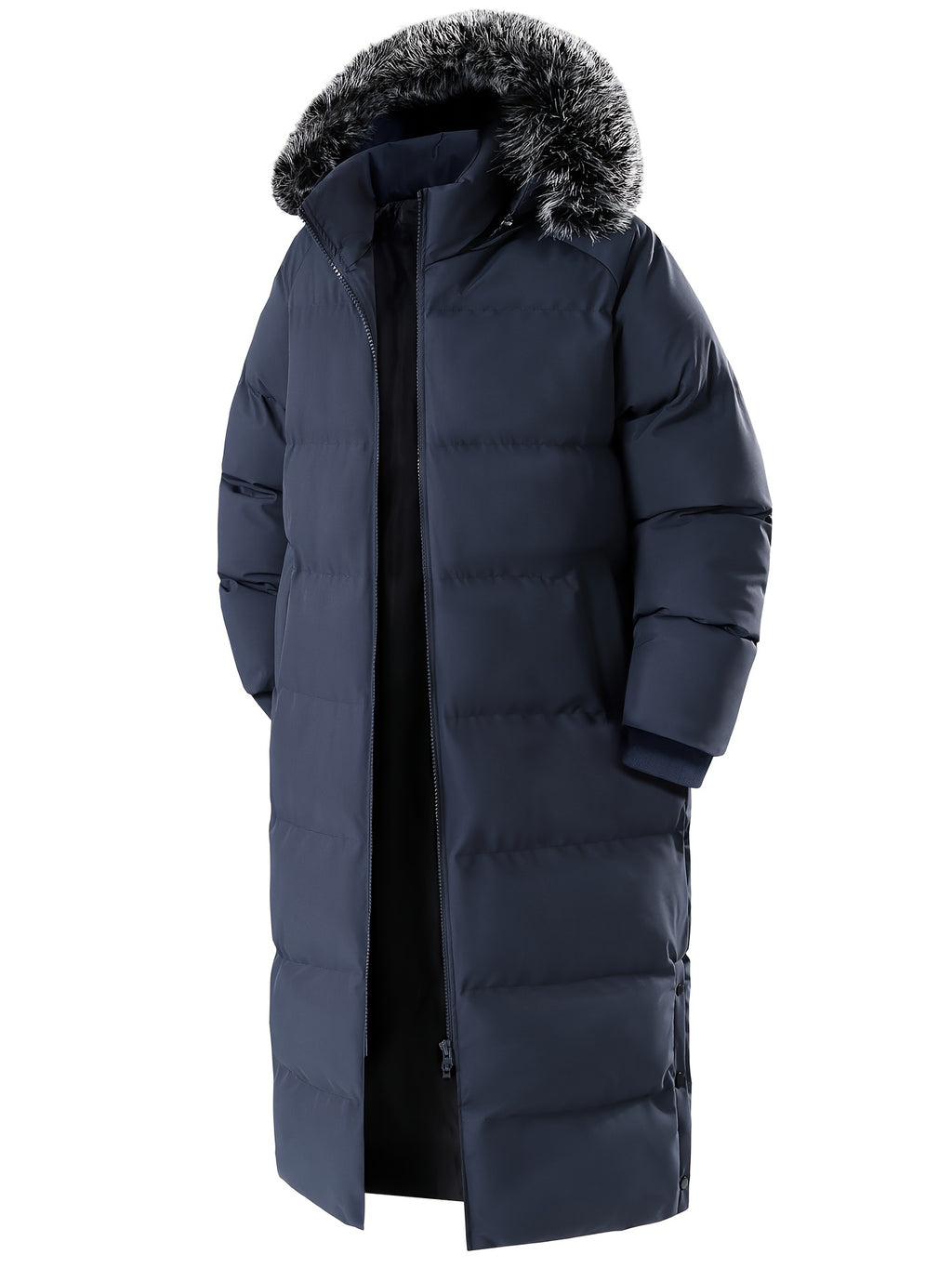 Manteau matelassé long pour homme, à capuche