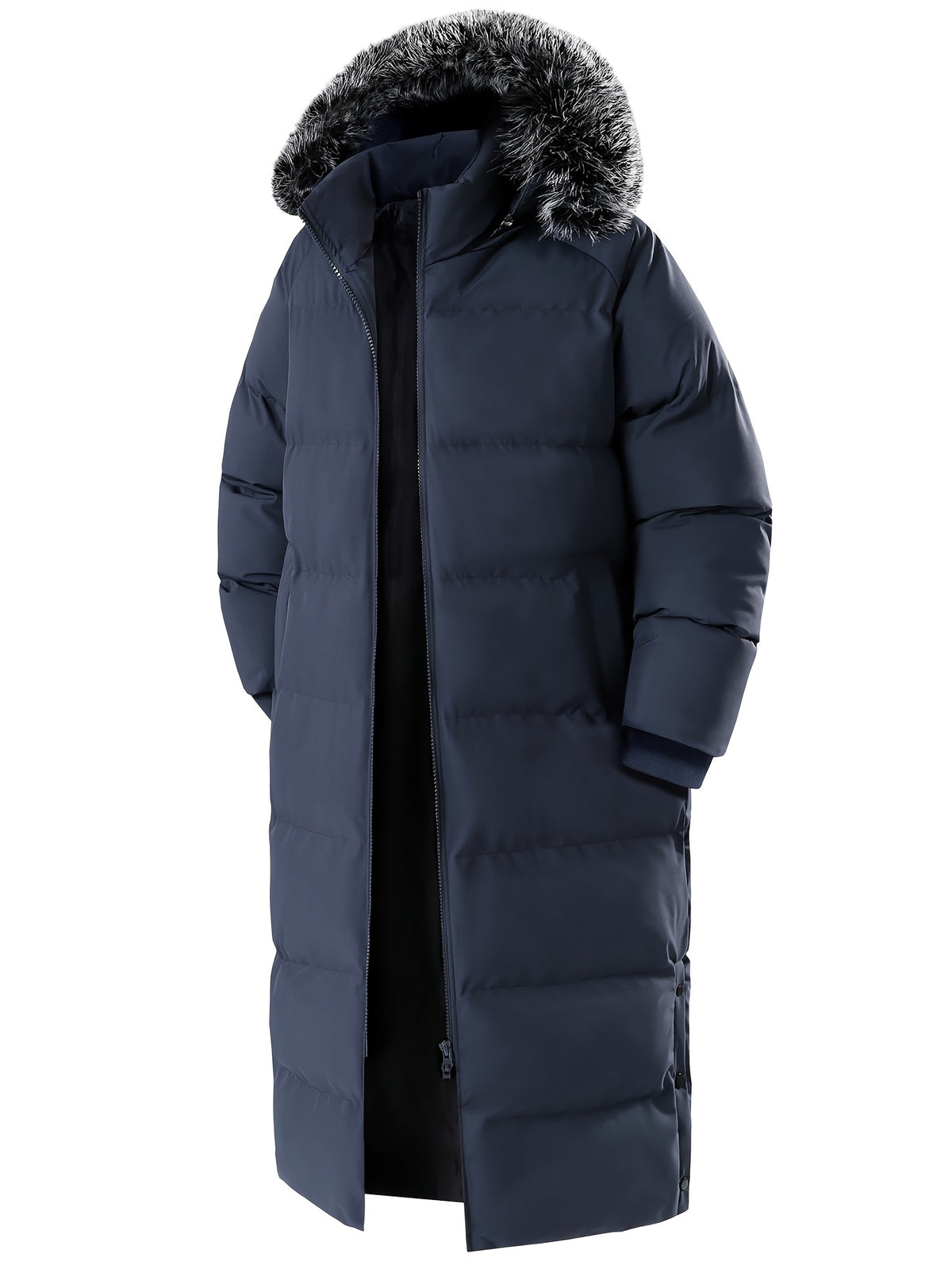 Manteau matelassé long pour homme, à capuche