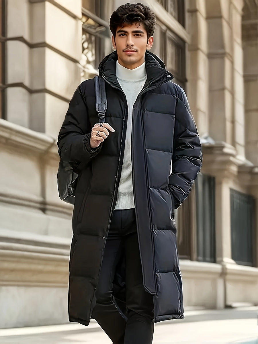 Manteau matelassé long, coupe-vent, à capuche, long, détail du vêtement