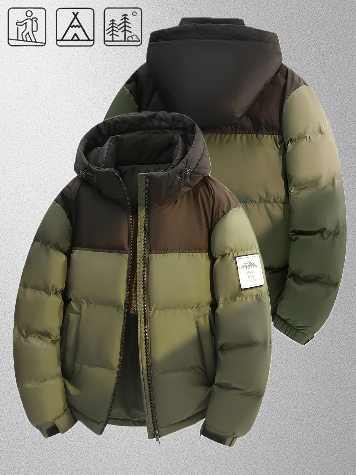 Veste matelassée pour homme, capuche amovible
