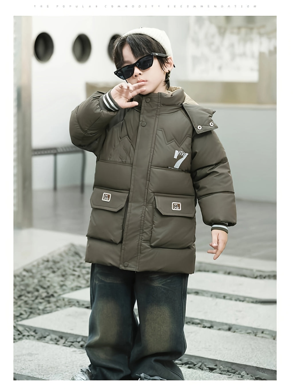 Veste pour homme, à capuche, marron foncé