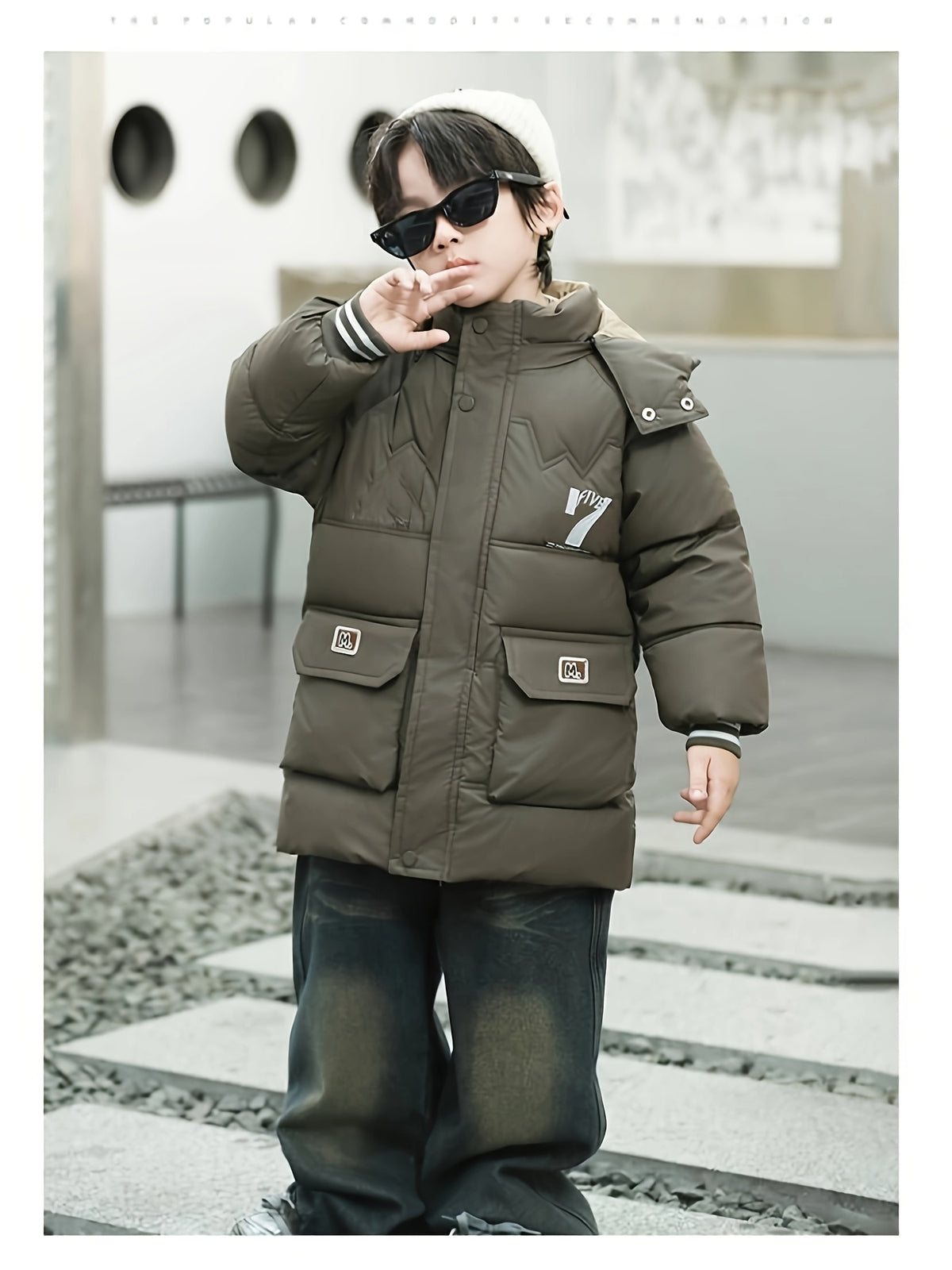 Veste pour homme, à capuche, marron foncé