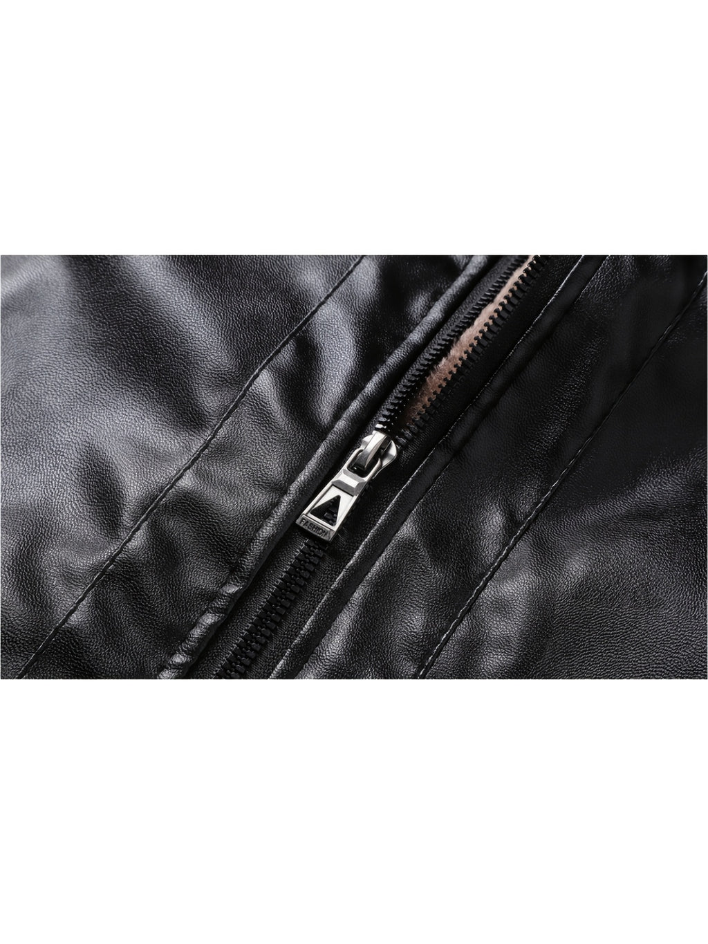 Veste en cuir PU, polaire, à revers, noir, photo 7