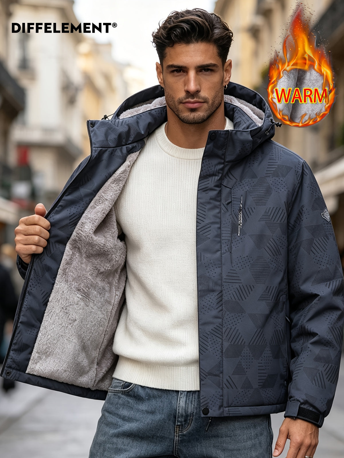 Veste pour homme, polaire, à capuche, noir