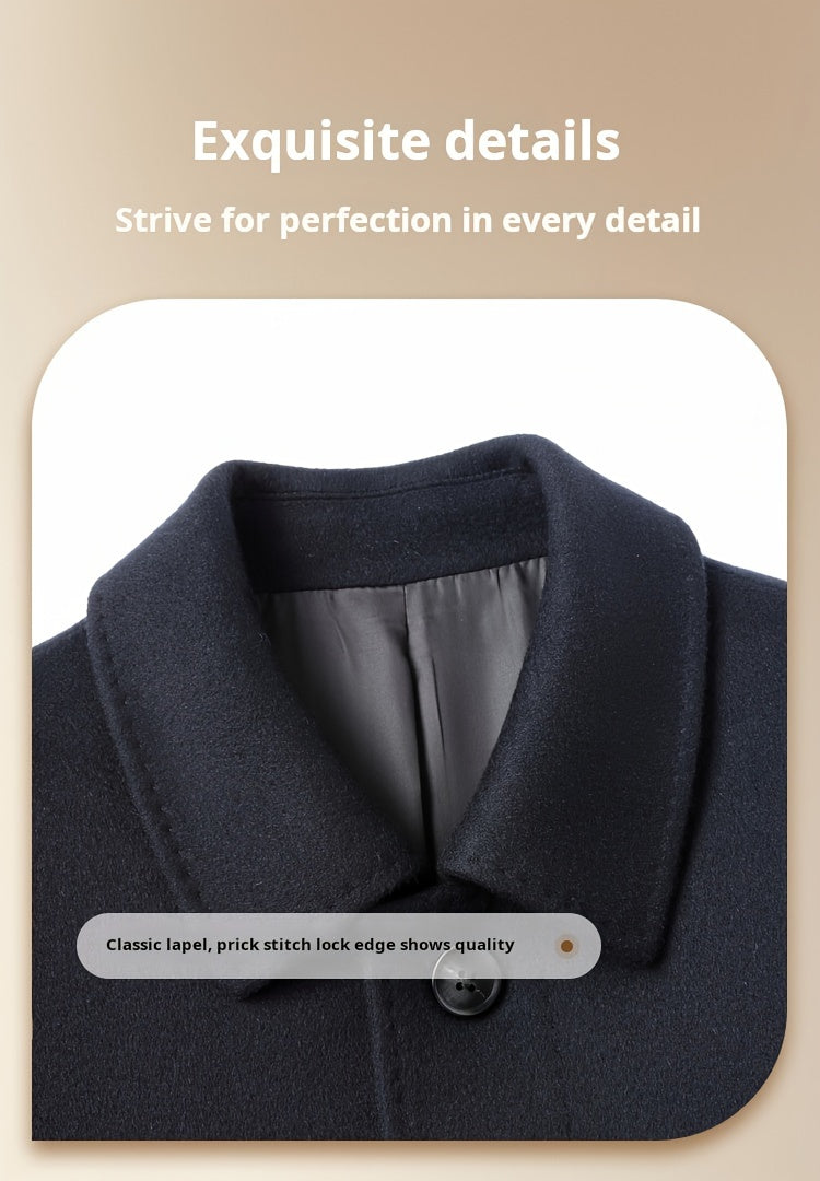 Veste en laine longue, 100 % laine, tweed, détail du vêtement