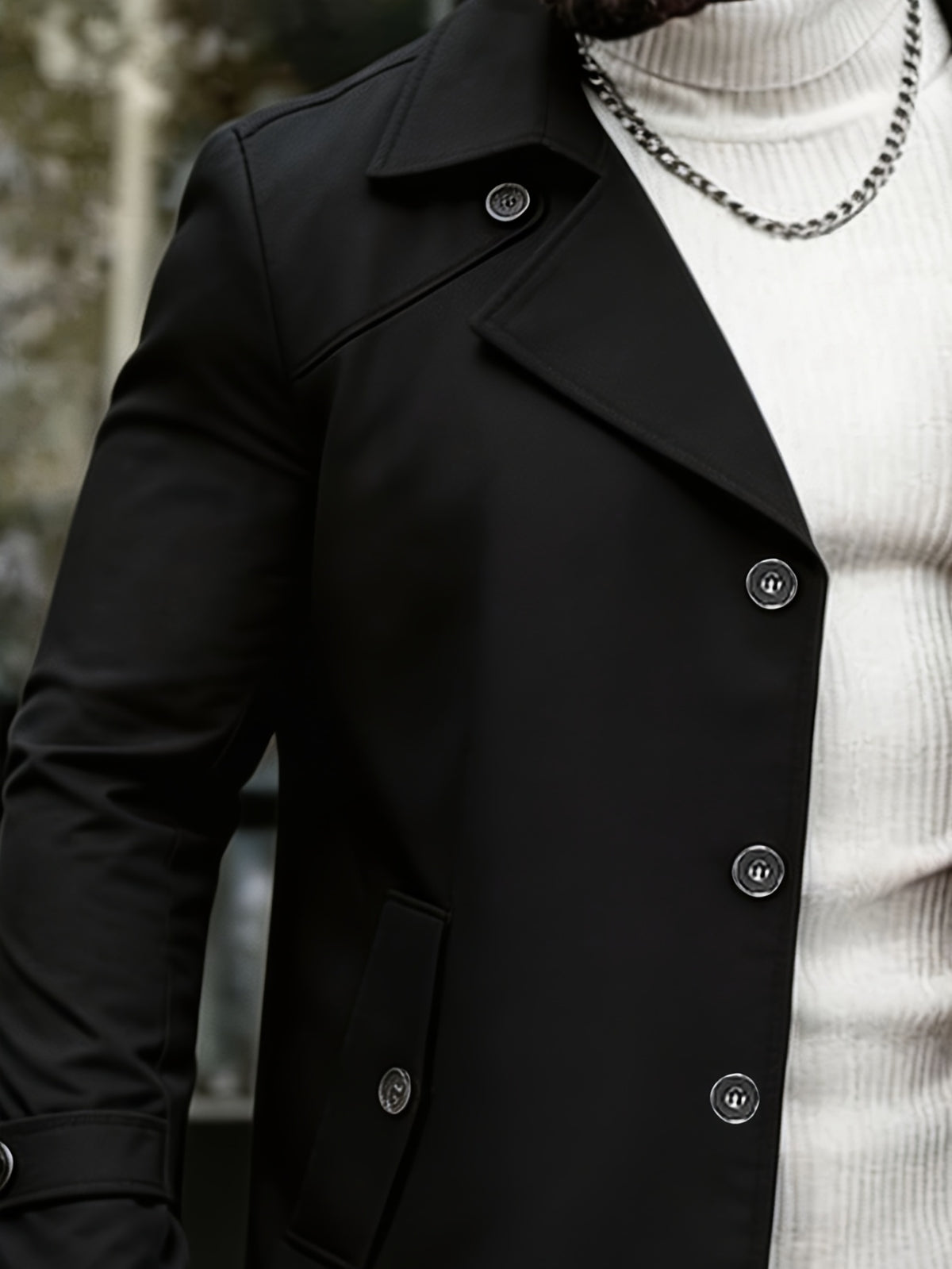 Trench pour homme, à revers, bleu foncé