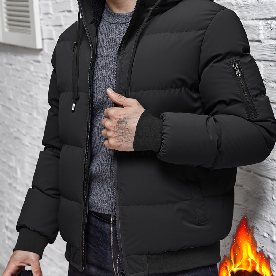 Veste, à capuche, étoffe tissée, coloris noir, détail