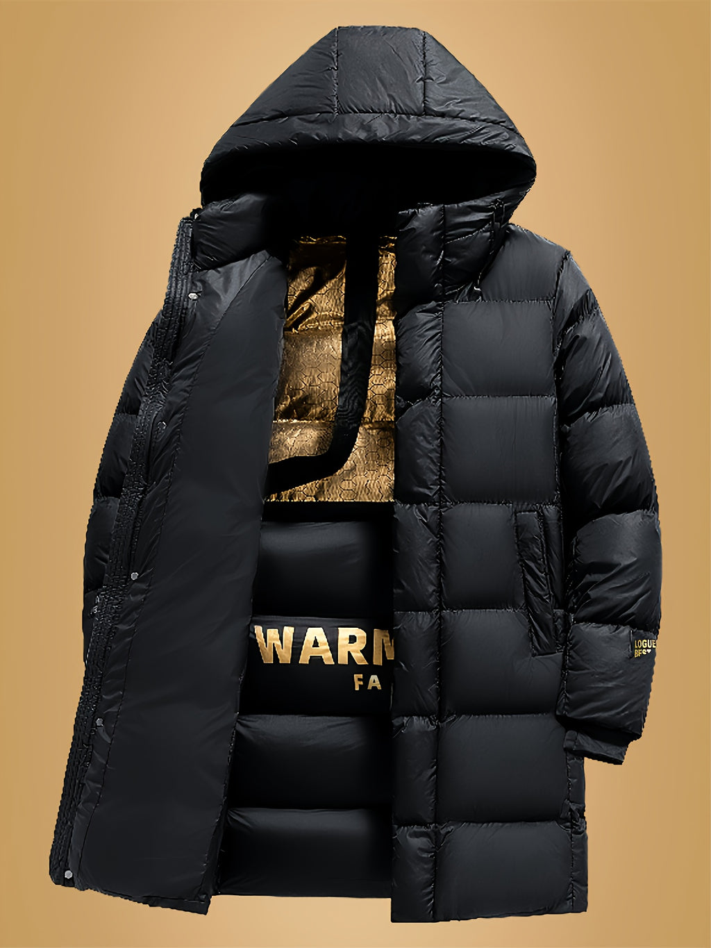 Manteau matelassé pour homme, à capuche, col montant